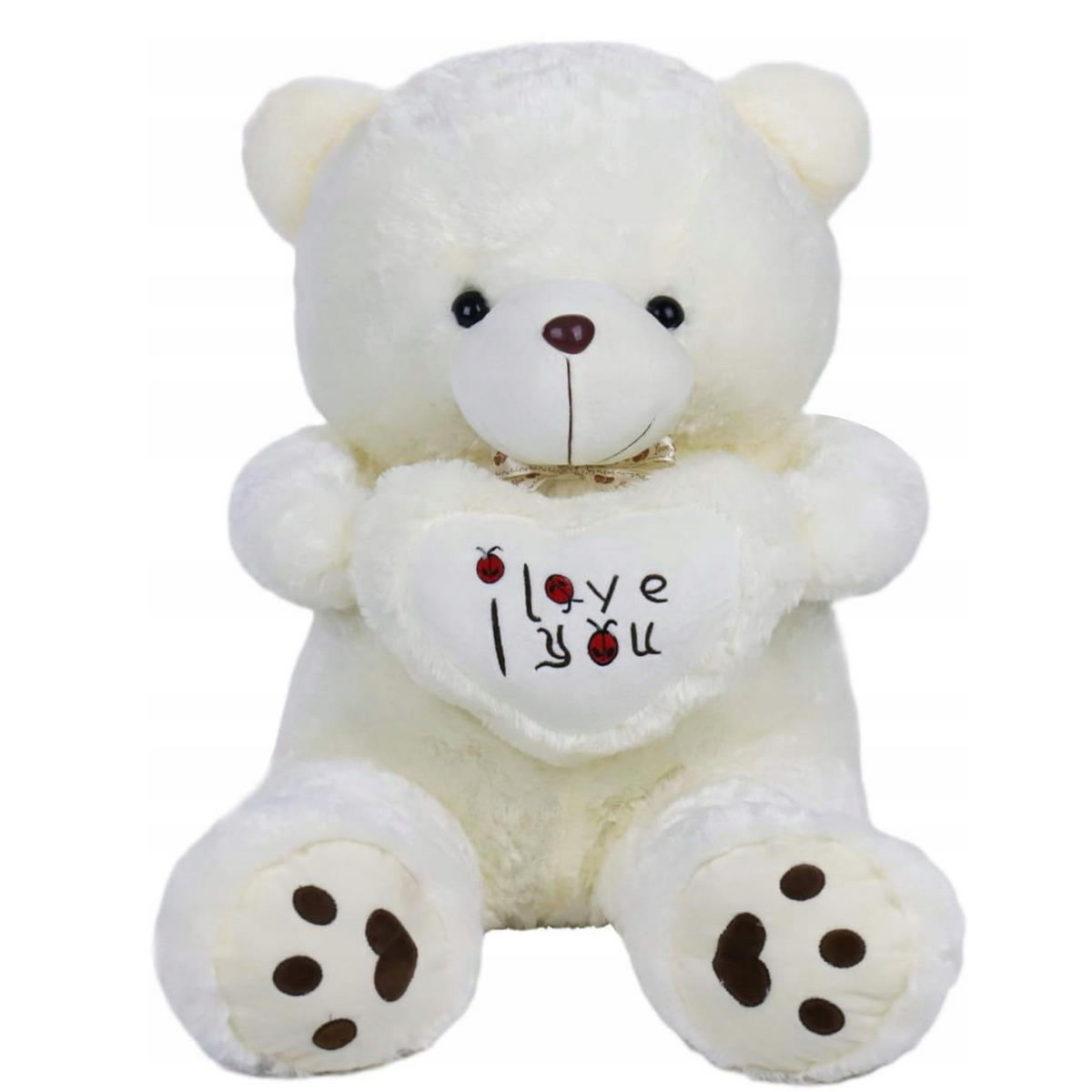 PLÜSCHTIER Bär hält Herz Teddy 90cm - Weiß, Textil (30/40cm) - Vercart