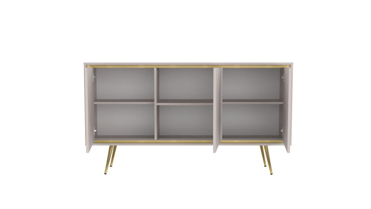 KOMMODE Tori 150 cm Kaschmir - Kaschmir/Goldfarben, Holzwerkstoff/Metall (150/80/40cm) - Ravio