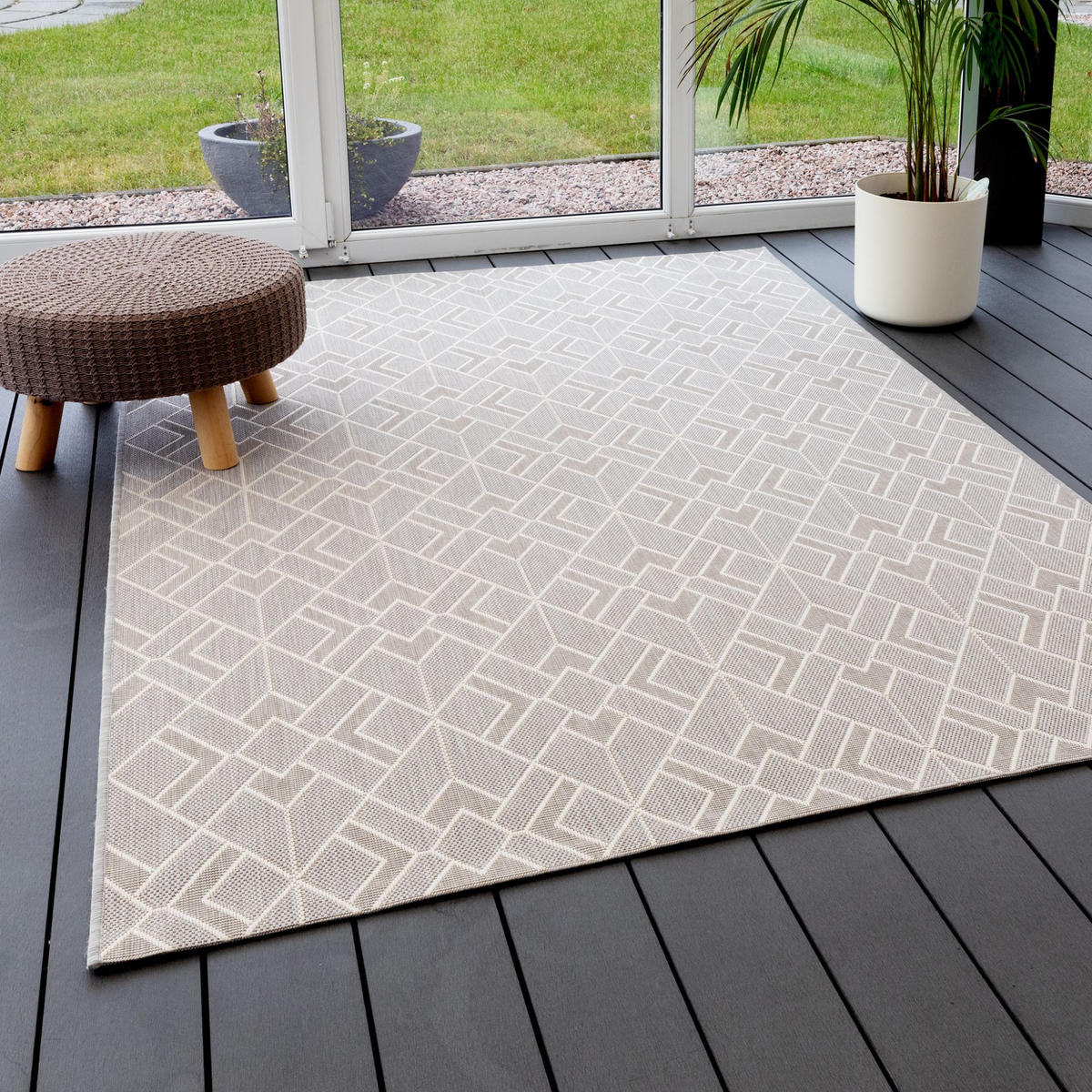 OUTDOORTEPPICH 80/150 cm Bergen Raute - Grau, Textil (80/150cm) - Steffensmeier