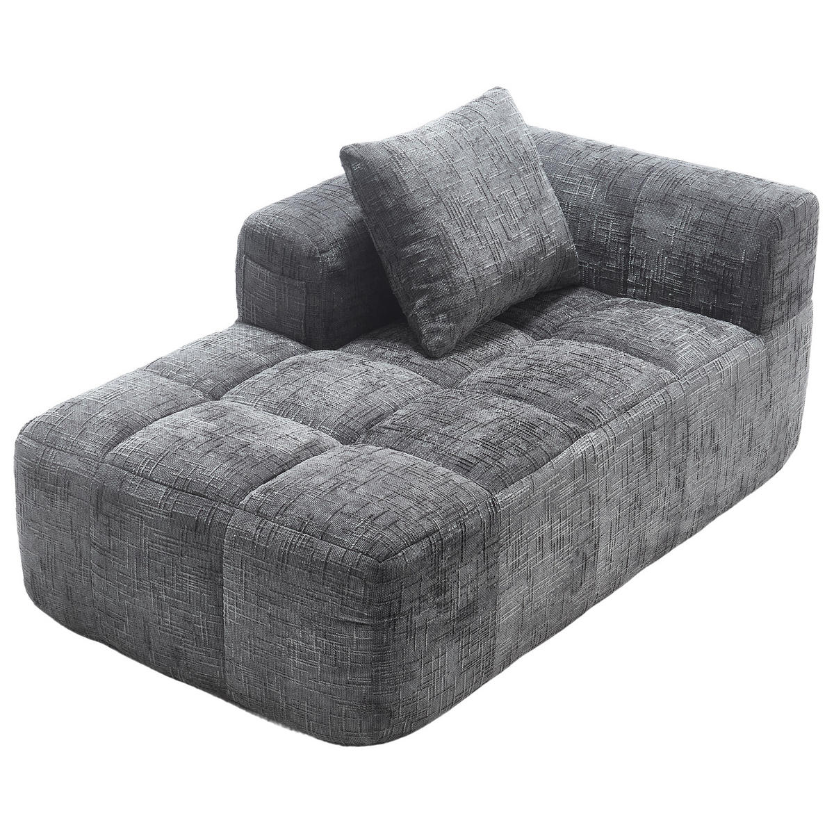CHAISELONGUE Sofa Chenille mit Seitentaschen und Kissen 158/90/60 cm Grau - Grau, Textil (60/158/90cm) - Redom