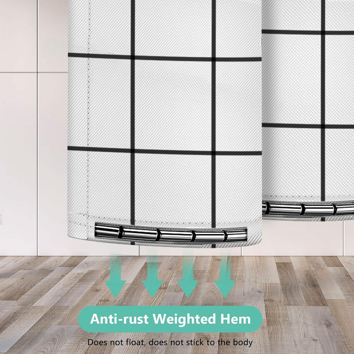 DUSCHVORHANG waschbar schnelltrocknend Badezimmer PEVA wasserdicht mit Haken 180 x 200 cm - Weiß, Textil (180/200cm) - MCBOSON