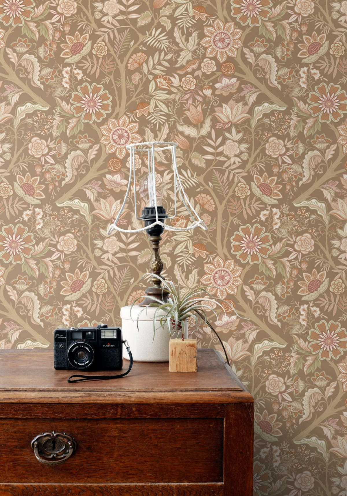 TAPETE Blumenmuster 50 x 900 cm - Braun, Papier (50/900cm) - ESTAhome