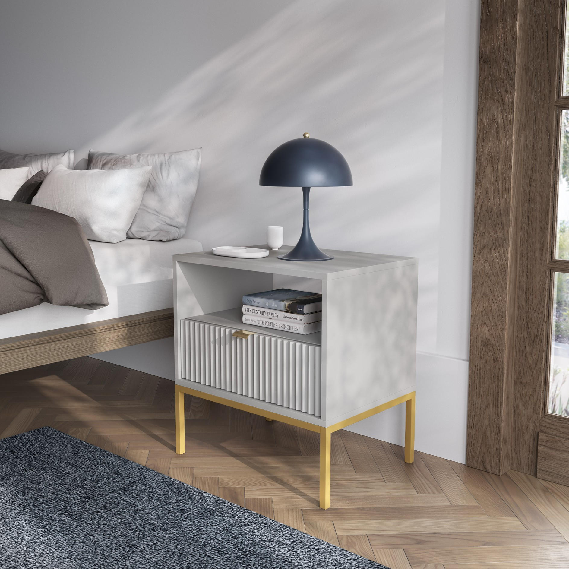 NACHTTISCH STELLARE 54/56/39 cm Grau - Grau, Holzwerkstoff (54/56/39cm) - MASSENO