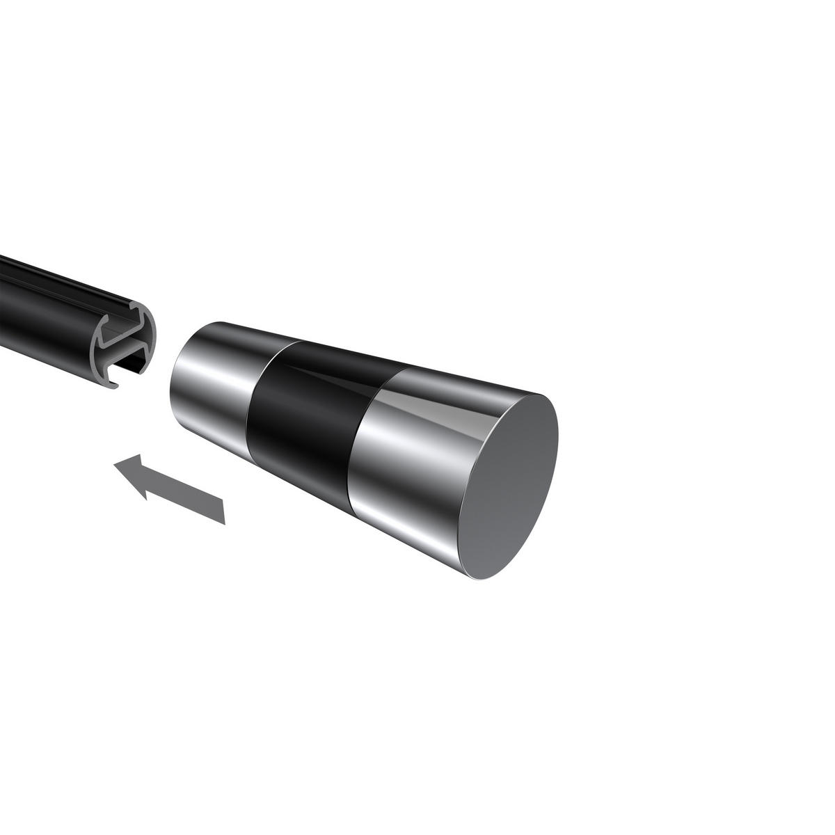 ENDSTÜCKE FÜR GARDINENSTANGEN 20 mm Ø, Tanara Chrom/Schwarz, Packung 2 Stück - Chromfarben/Schwarz, Metall (6.5/3.2/3.2cm) - INTERDECO