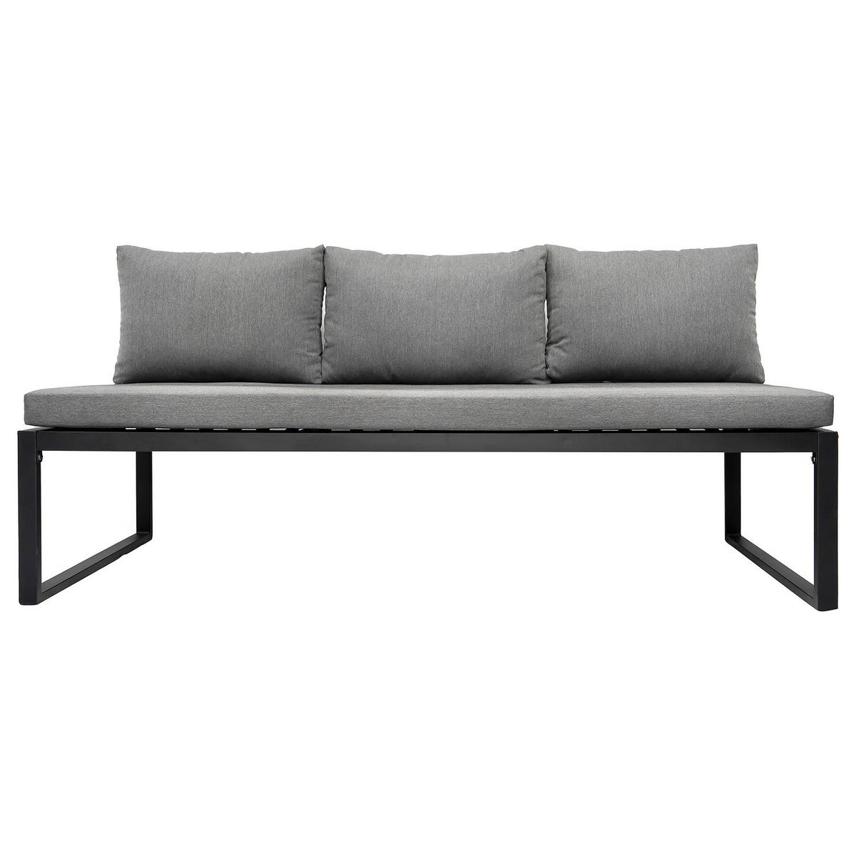 LOUNGESET - 3-teilig - Eisen / Webstoff - Grau / Anthrazit - Schwarz/Grau, Kunststoff/Textil - home24