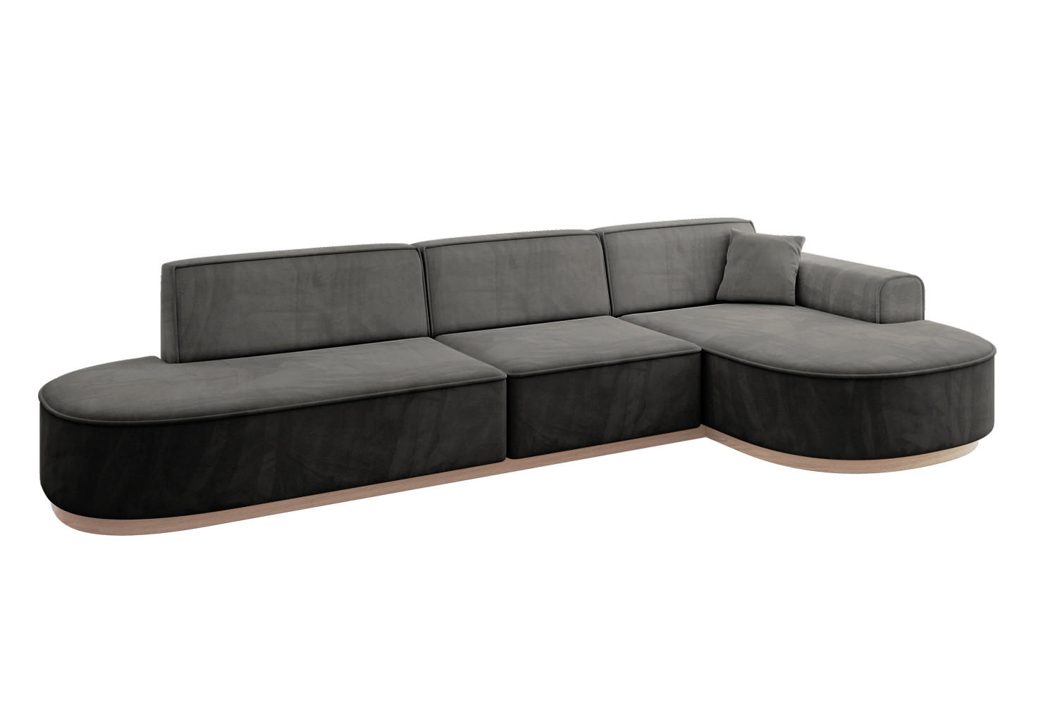 ECKSOFA Ottomane Rechts MARI-L2-v1 - 328x171x83 cm Dunkelgrau Velours - Dunkelgrau, Holzwerkstoff/Textil (171/328cm) - ALTDECOR