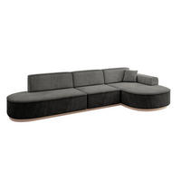 ECKSOFA Ottomane Rechts MARI-L2-v1 - 328x171x83 cm Dunkelgrau Velours - Dunkelgrau, Holzwerkstoff/Textil (171/328cm) - ALTDECOR
