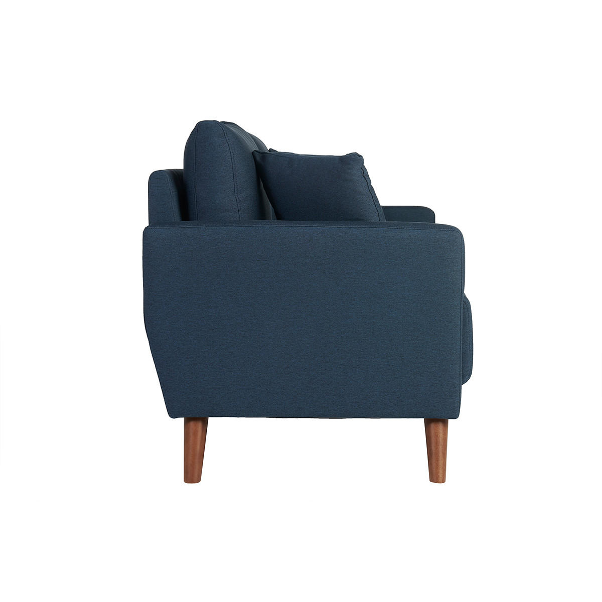 SOFA 2-Sitzer Stoff Dunkelblau Holz Dunkel MUNIK - Blau, Textil (137/81/75.5cm) - Miliboo