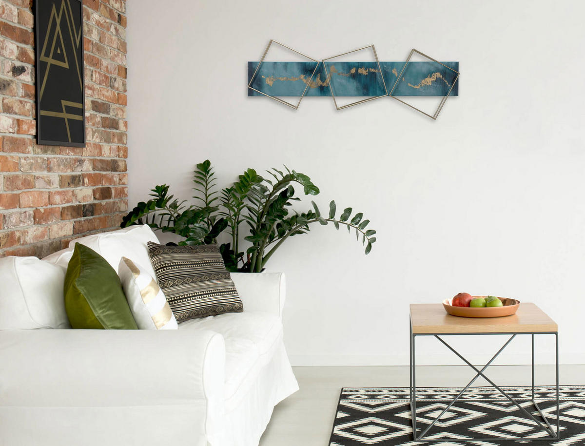 WANDDEKO Blau 120/40 cm - Blau, Metall (2.2/40/6cm) - KUNSTLOFT