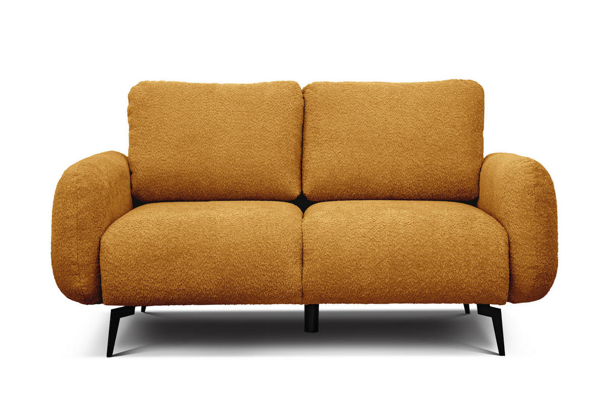 SOFA FEBE 2-Sitzer, senfgelb - Gelb/Schwarz, Holz/Textil (160/82/96cm) - Courtois Laville
