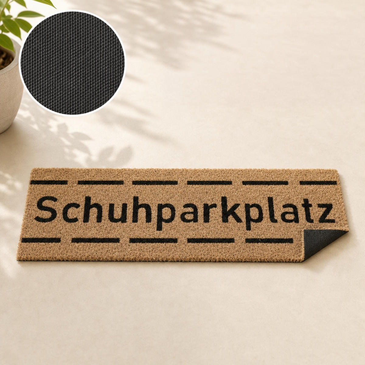 ROHOŽKA přírodní černá kokos protiskluzová 75x25 cm - světle hnědá, textil/plast (75/25cm) - Relaxdays