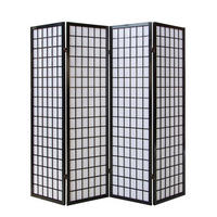 PARAVENT 4-tlg. 176/175 cm Schwarz Shoji - Schwarz, Holz (176/175/2cm) - Homestyle4u
