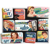 MAGNETSET 9-teilig Say it 50's Office Fun - Multicolor, Metall (9/7/2cm) - Nostalgic-Art