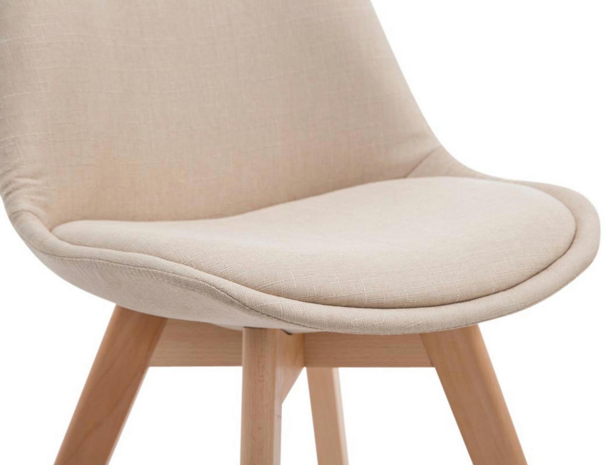 STUHL 4er Set Stoff creme - Eukalyptusholzfarben/Creme, Holz/Textil (48/84/55cm) - CLP