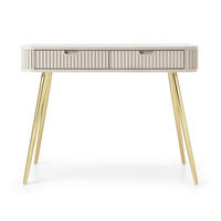 SCHMINKTISCH Zova Greige mit goldenen Beinen 110 cm - Taupe/Goldfarben, Holzwerkstoff/Metall (49/103/80cm) - Selsey