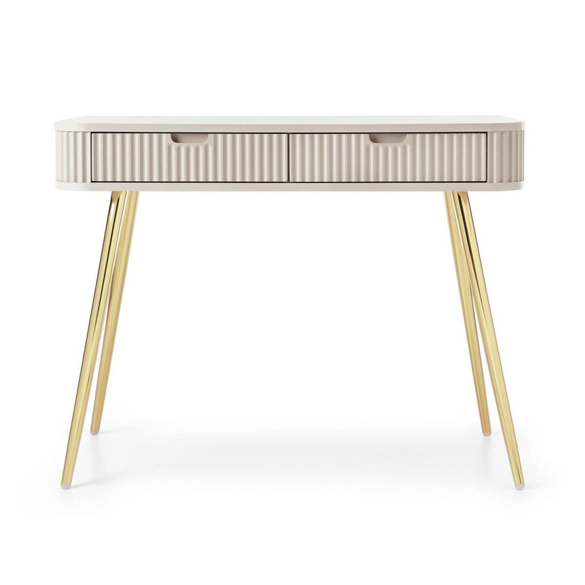 SCHMINKTISCH Zova Greige mit goldenen Beinen 110 cm - Taupe/Goldfarben, Holzwerkstoff/Metall (49/103/80cm) - Selsey