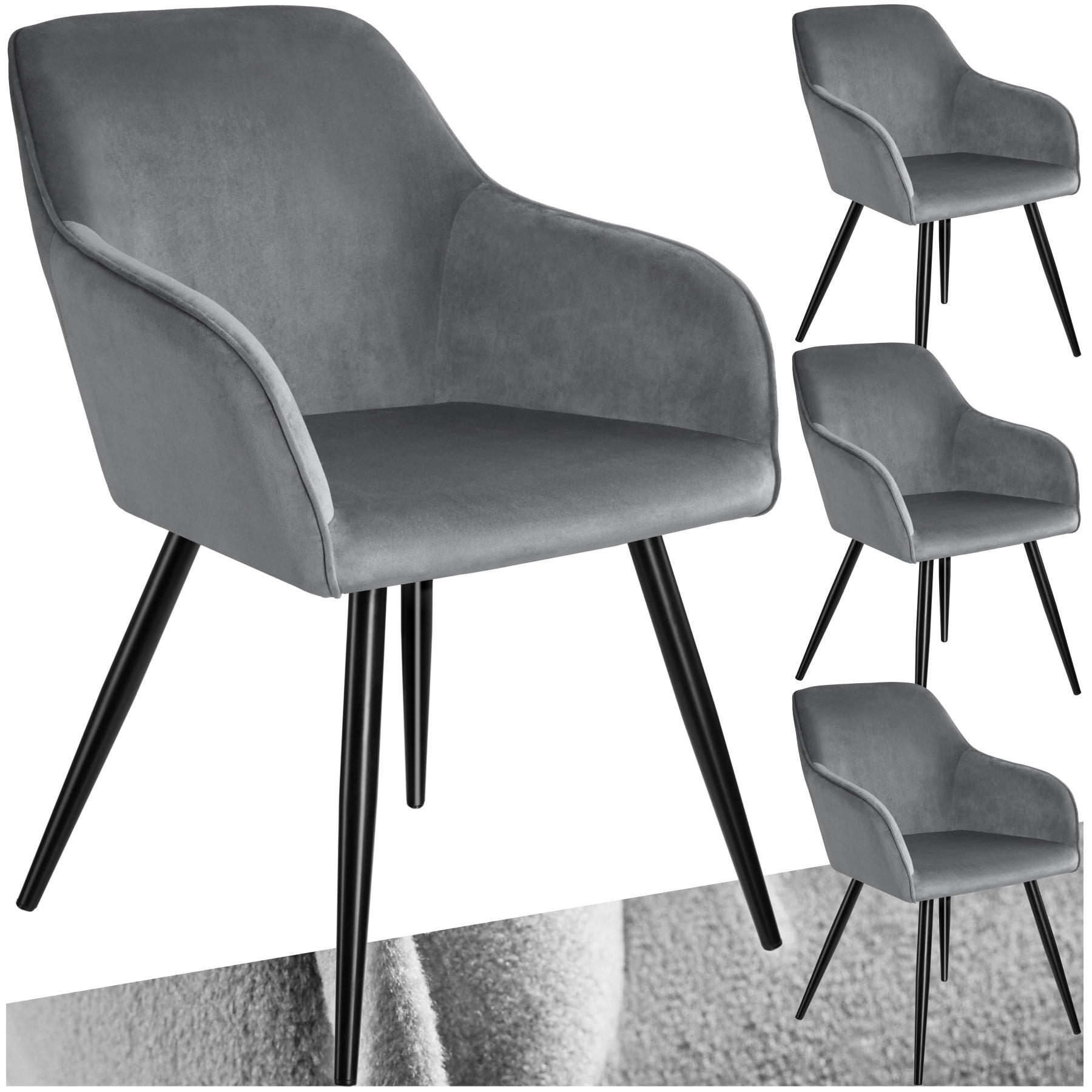ESSZIMMERSTUHL 4er Set Marilyn,58 x 62 x 82 cm,grau/schwarz - Schwarz/Grau, Textil (58/82/62cm) - tectake