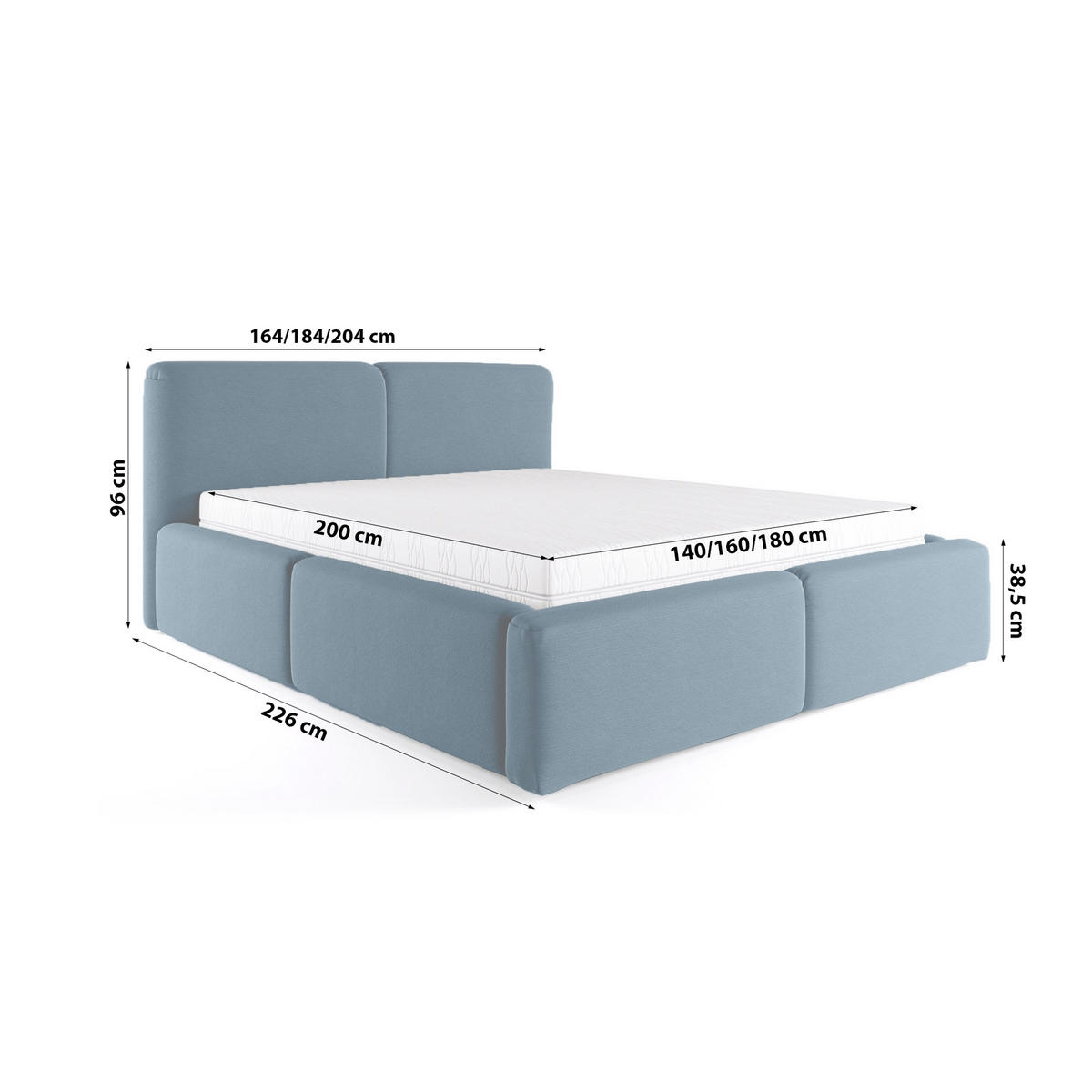 POLSTERBETT Rosmus Bettkasten 160x200 blau - Blau, Holz/Textil (160/200cm) - Fedve