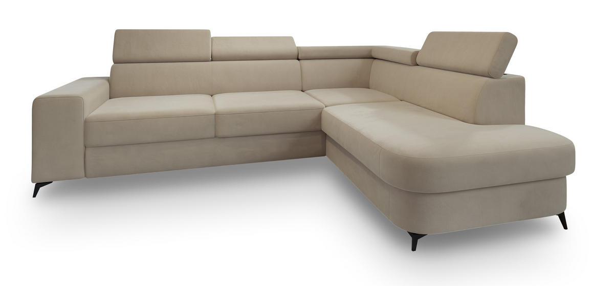 ROHOVÁ SEDAČKA ALVORO béžová - černá/béžová, kov/dřevo (253/190cm) - MASSENO