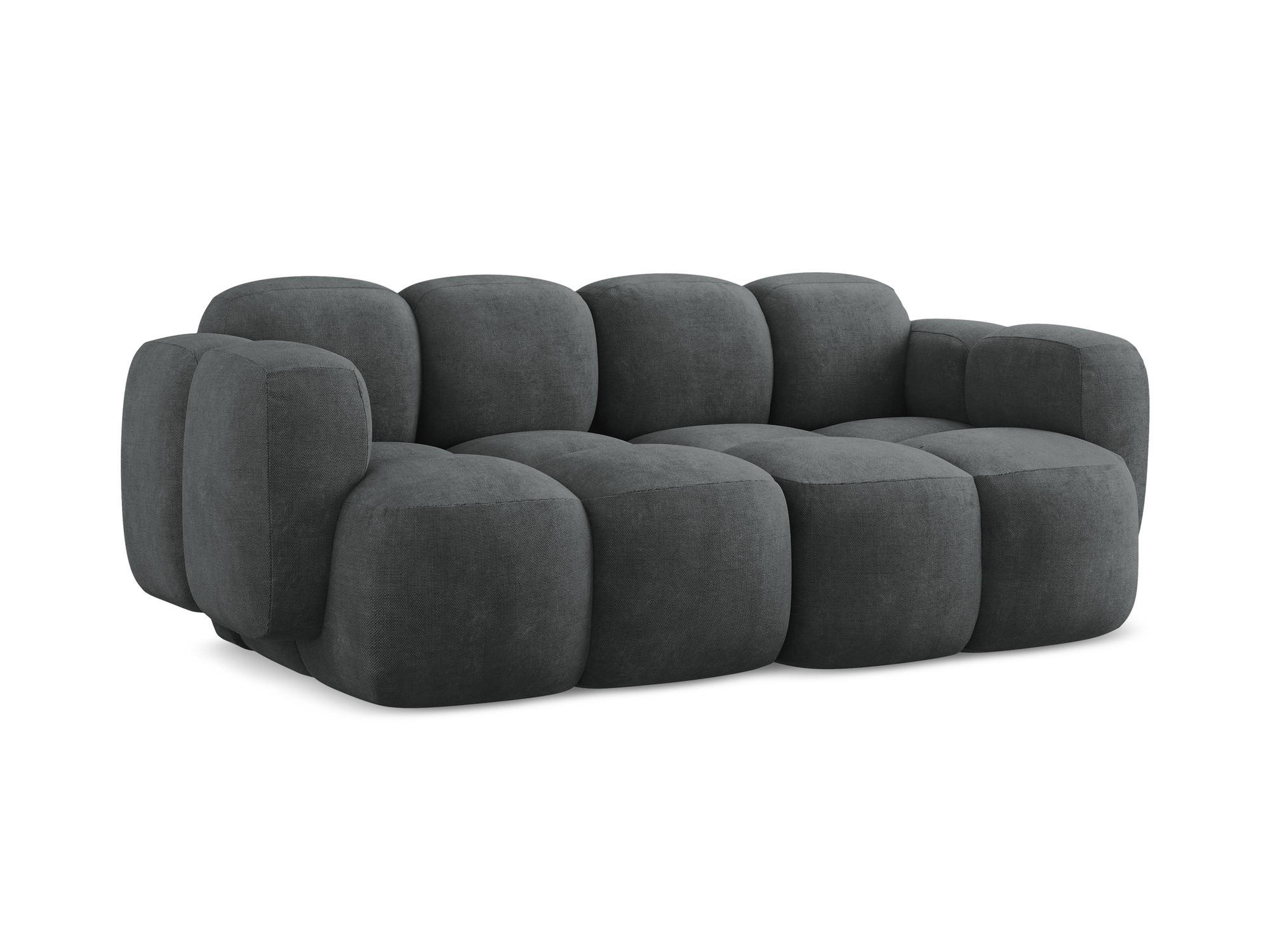 2-SITZER SOFA Chenille Stoff Grau - Dunkelgrau/Schwarz, Holzwerkstoff/Kunststoff (210/72/115cm) - Makamii