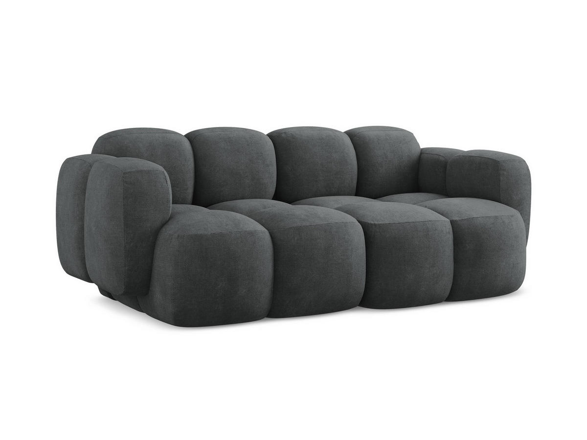 2-SITZER SOFA Chenille Stoff Grau - Dunkelgrau/Schwarz, Holzwerkstoff/Kunststoff (210/72/115cm) - Makamii