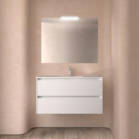 BADEZIMMERMÖBEL NOJA 1000 2 Schubladen WHITE SATIN + Waschtisch + Spiegel - Schwarz, Metall (45/54/100cm) - Salgar