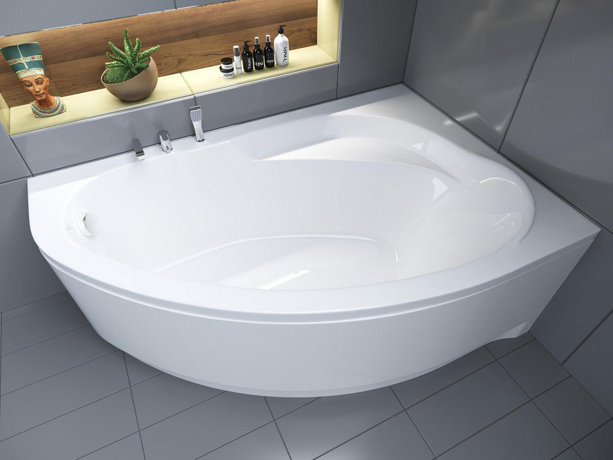 BADEWANNE Eckwanne MAREA 160/100 Rechts Ablauf & Füße - Weiß, Kunststoff (100/57.5/160cm) - bad land
