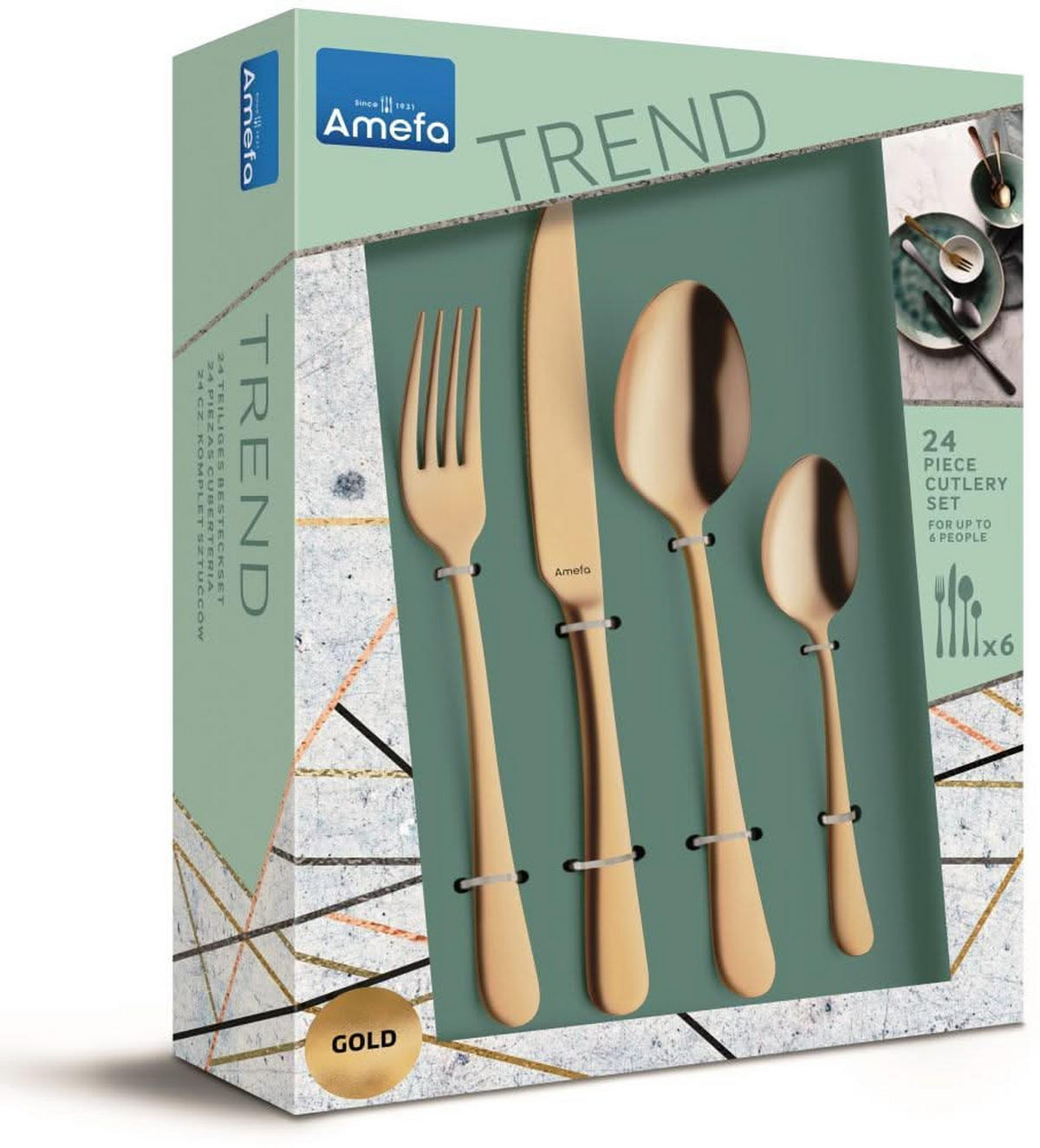 BESTECKSET Austin Vintage Gold 24-teilig - Goldfarben, Metall