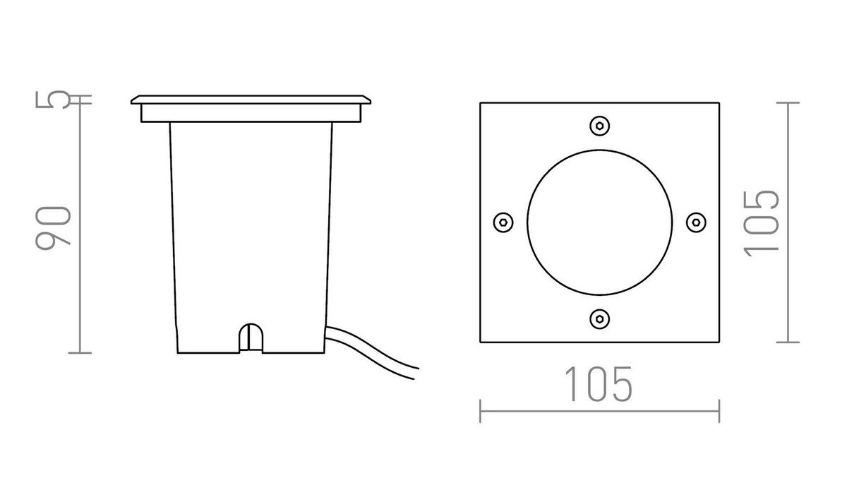 AUSSENLEUCHTE RIZZ SQ 105 stainless steel Edelstahl 3 W IP65 - Edelstahlfarben, Metall (105/105/10cm) - Rendl
