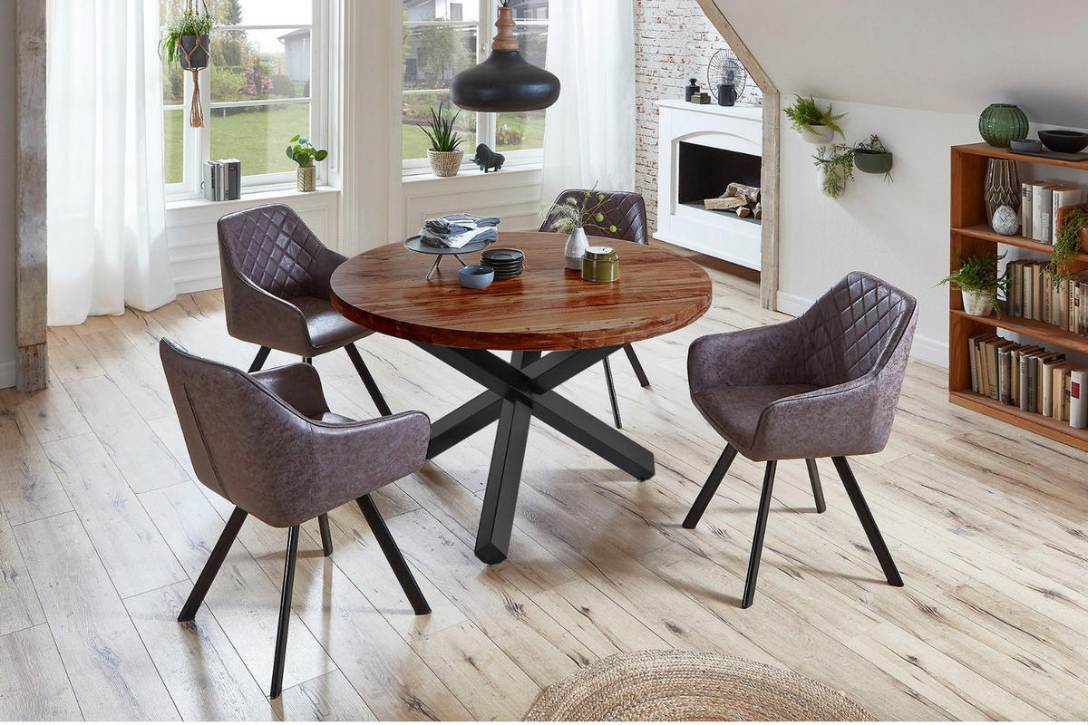 ESSTISCH LUCA - Schwarz/Braun, Holz/Metall (140/140/78cm) - SAM