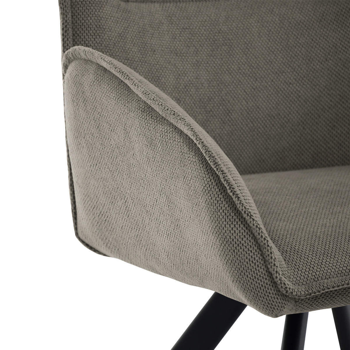 DREHSTUHL Zerra im Geflechtstoff mit Metallbeinen, Dunkelbeige - Schwarz/Cappuccino, Metall (55/87/46cm) - Beautysofa