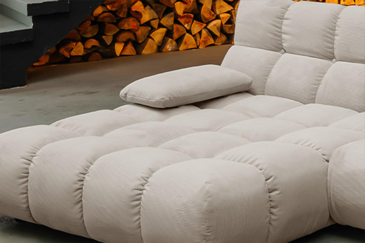 ECKSOFA VIVIEN Beige Cord - Beige/Schwarz, Kunststoff/Textil (290/178cm) - KAWOLA