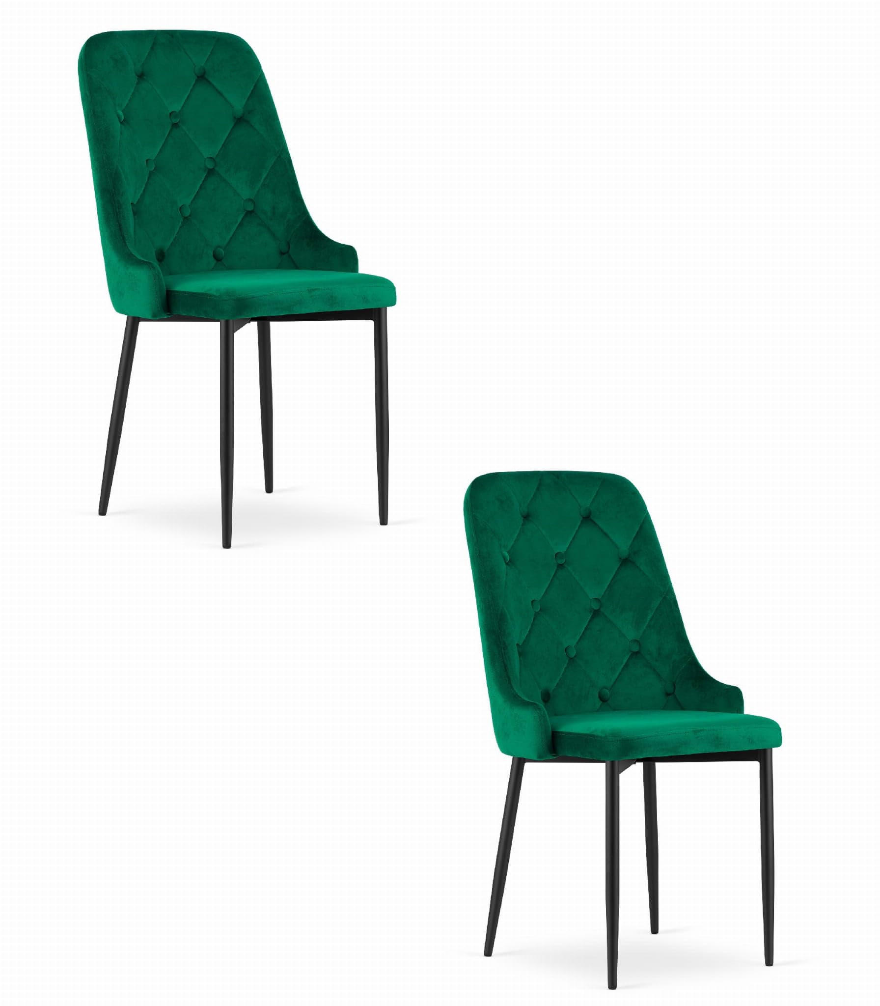 ESSZIMMERSTUHL 2er Set Grüner Velours, gepolsterte Rückenlehne, bequeme Sitzfläche - Grün, Textil (48/94/58cm) - Best For Home