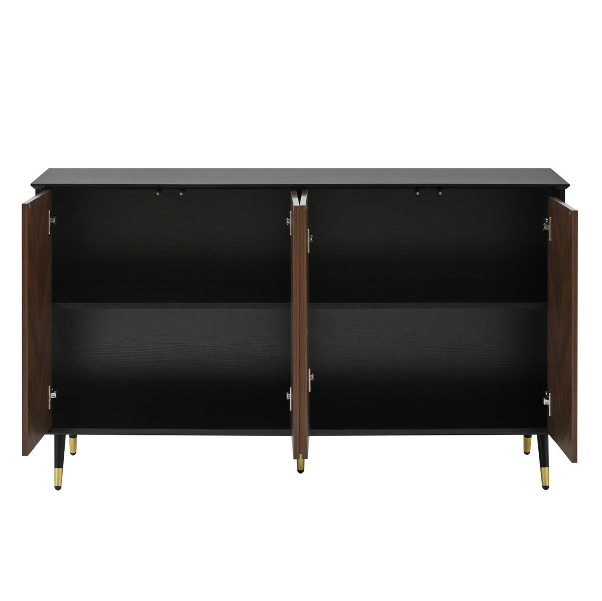 SIDEBOARD 120/40/80 cm mit 3 Schubladen, 2 Türen, LED-Beleuchtung und Hochglanzfront, Schwarz - Schwarz, Holzwerkstoff (120/80/40cm) - Redom