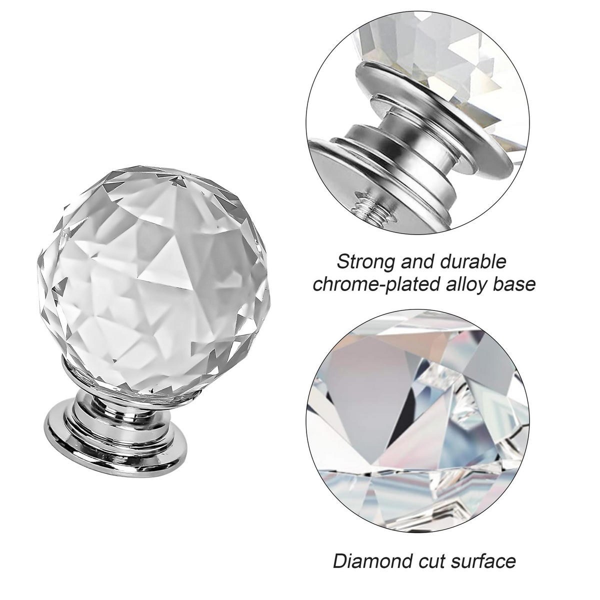SCHRANKKNOPF Kristall 12er-Set - Transparent, Kunststoff (4/4/0.3cm)