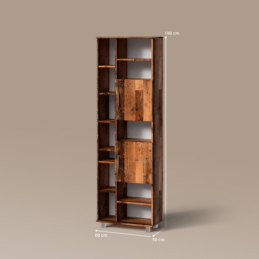 Thumbnail - Livinity® Badschrank, Wildeiche, Wildeiche, Holzwerkstoff, 14 Fächer, Rechteckig, 60x190x30 cm, Badezimmer, Badezimmersc...
