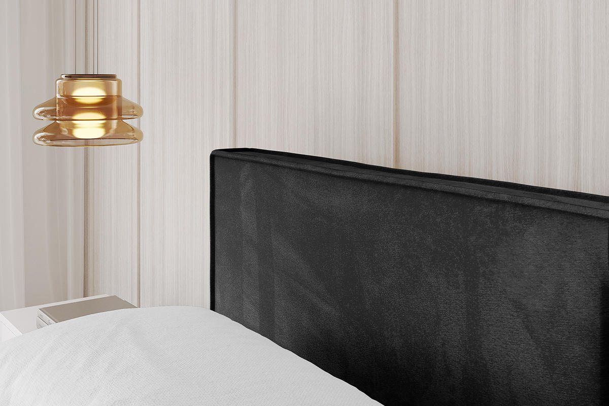 POLSTERBETT mit Bettkasten und Lattenrost, Bett mit Matratze H3/H4 - EMMI-V1 180x200 Schwarz - Schwarz, Holzwerkstoff/Textil (180/200cm) - ALTDECOR