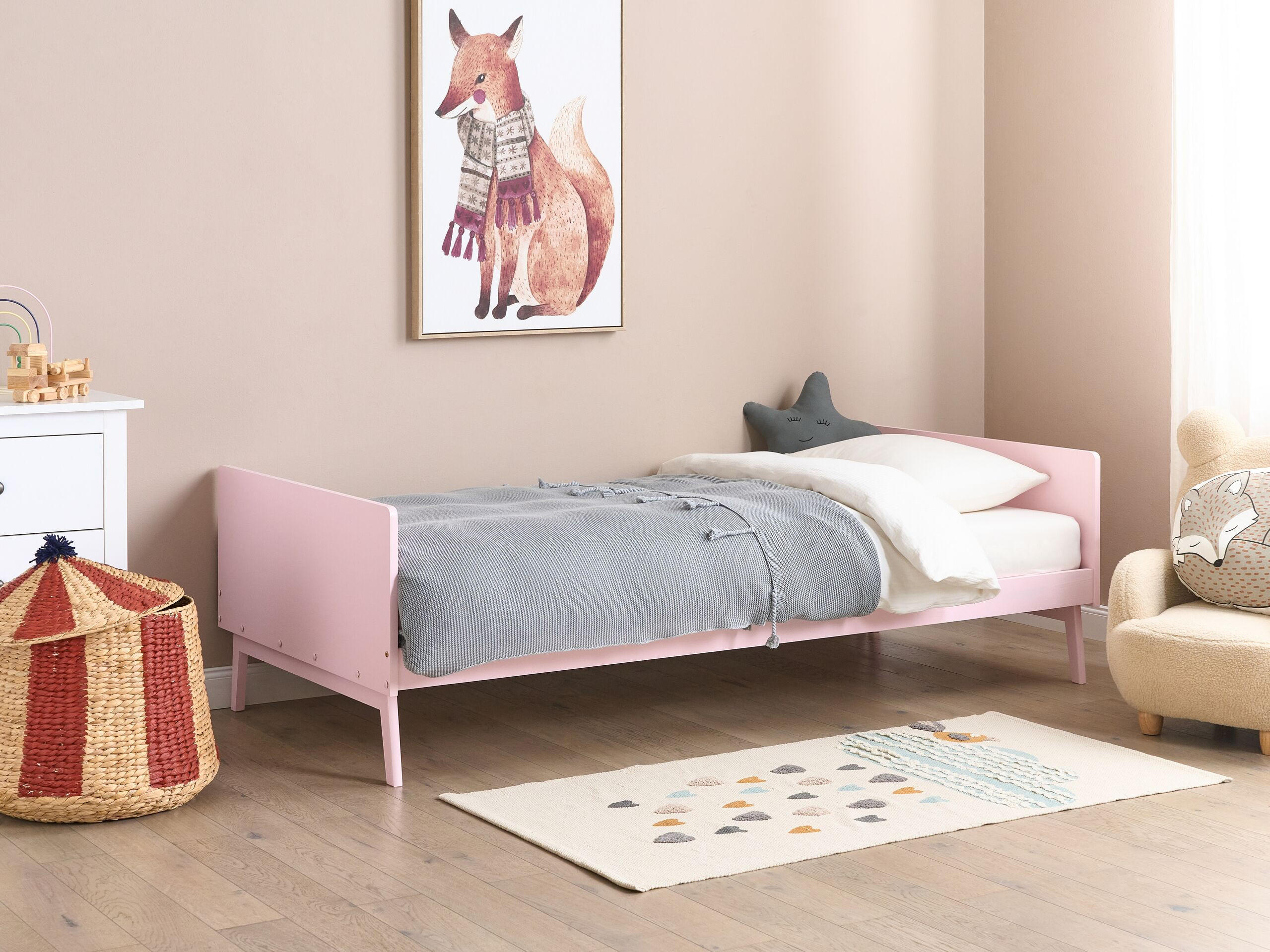 BETT mit Lattenrost 90x200 cm Rosa Bonnac - Pink, Holz (90/200cm) - Beliani