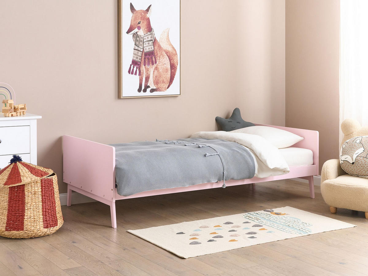 BETT mit Lattenrost 90x200 cm Rosa Bonnac - Pink, Holz (90/200cm) - Beliani