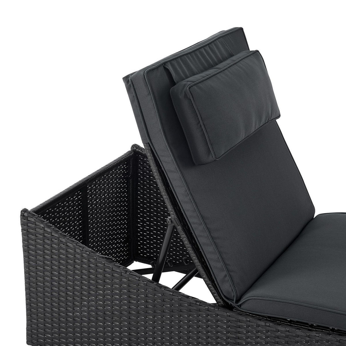 SONNENLIEGE Lamia schwarz faltbar - Schwarz, Kunststoff (60/40/200cm) - Juskys