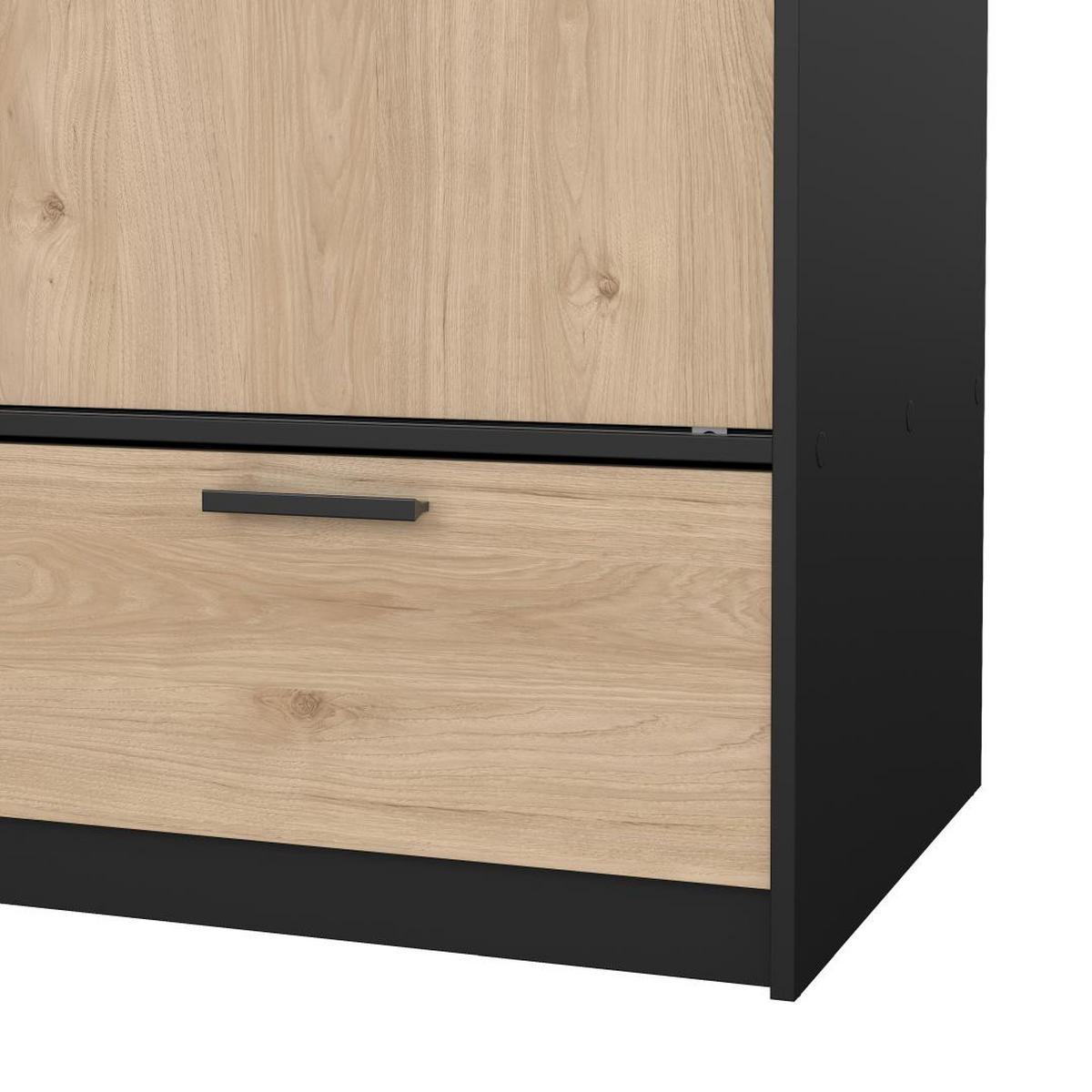 KLEIDERSCHRANK, Line, Nussbaum / Schwarz, Holzwerkstoff / Metall / Kunststoff, 122 x 61 x 201 cm - Nussbaumfarben/Schwarz, Holzwerkstoff/Metall (122/201/61cm) - ebuy24