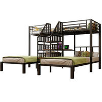 ETAGENBETT 90/200 cm mit LED, USB, Steckdose und Schreibtisch ohne Matratze - Schwarz, Metall (90/200cm) - MIVRAY