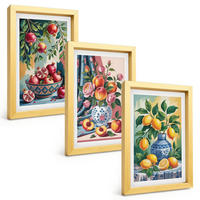 BILDER SET 3er Set - 20x30 cm Goldrahmen - Blumen und Früchte in Vasen - Goldfarben, Kunststoff (20/30cm) - TULUP