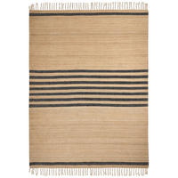 KOBEREC pletený Béžový 160/230 cm Ericek - černá/béžová, přírodní materiály (160/230cm) - Beliani