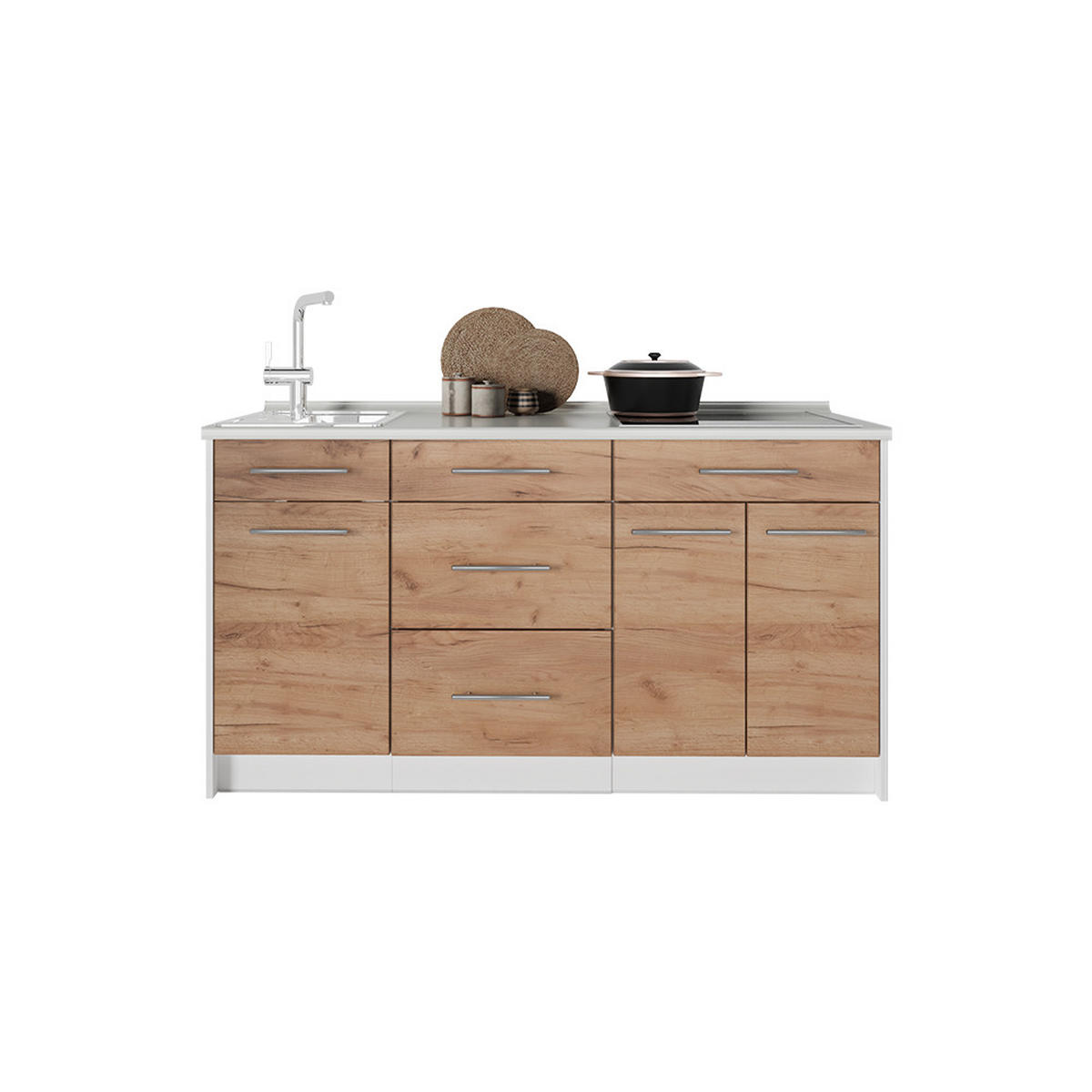 KUCHYNSKÝ BLOK Fame-Line, Dub Goldkraft/biely, 150 cm, AP Antracit - biela/dub medový, kompozitné drevo (150/82/60cm) - Vicco