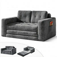 SOFA 2-Sitzer, 143 CM, mit 2 Kissen und Armlehnen,für Wohnzimmer, Schlafzimmer,aus Cord,Grau - Grau, Textil (92/42/143cm)