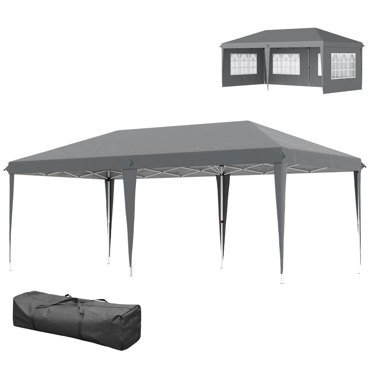PAVILLON DE-13986 3/6 m, 3 Seiten abnehmbar Grau - Grau, Textil (295/270/585cm) - ComfortXL