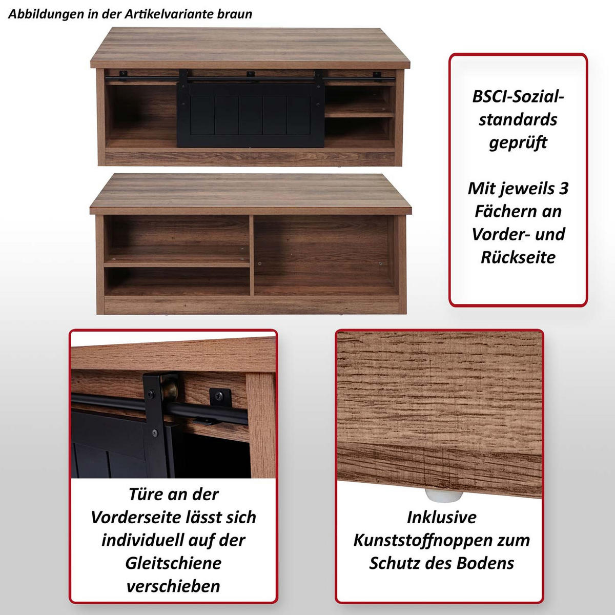 COUCHTISCH Buche Dekor, Schwarz - Buchefarben/Schwarz, Holz (60/120/44cm) - MCW
