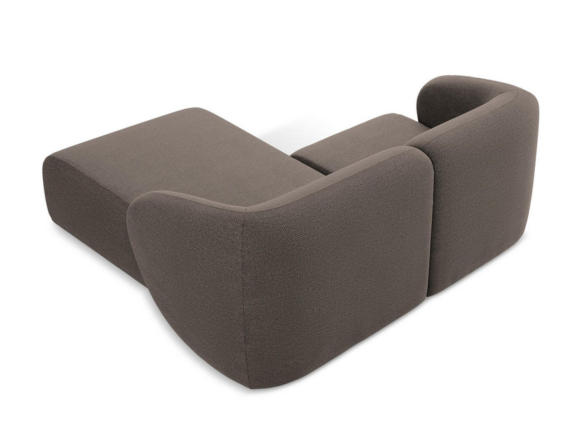 ECKSOFA Rechts Bouclé Stoff Braun - Schwarz/Mokka, Holzwerkstoff/Kunststoff (178/166cm) - Makamii