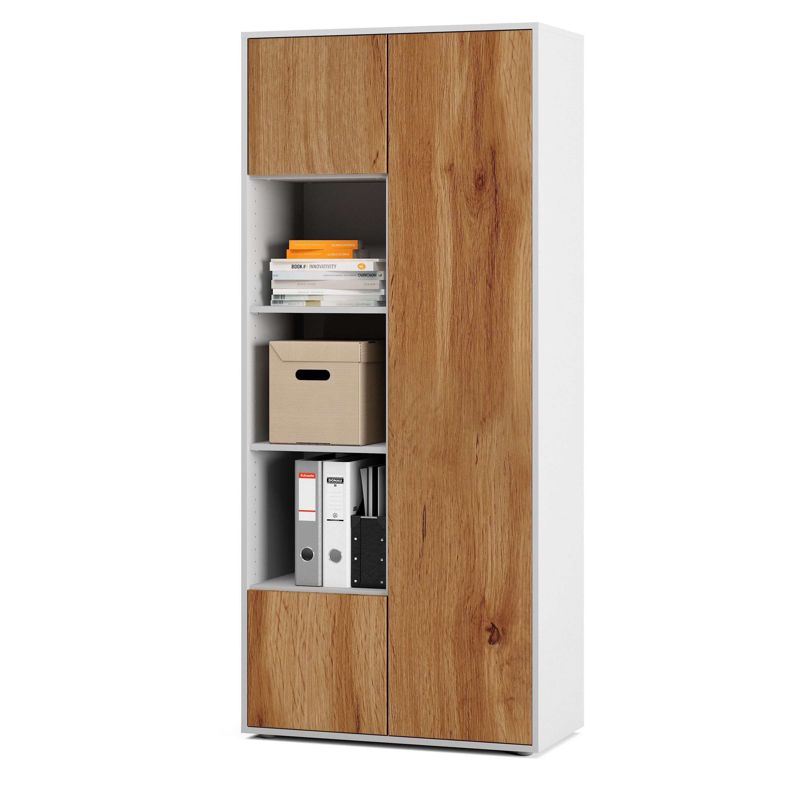 Simplyfurn Aktenschrank Eiche Wotan 80x180x40 cm